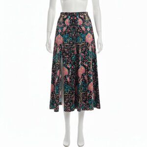 SANDRO Paris Printed Midi Skirt With Slit